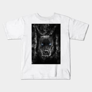 Black Wolf with blue eyes vector Kids T-Shirt